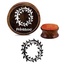 Printtoo Craft Textile Leaf Wreath 라운드 나무 고무 스탬프 블록 스크랩북