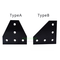 3D프린터부품 1pcs T 슬롯/L 모양 블랙/실버 접합 플레이트 v-슬롯 알루미늄 프로파일 3D 프린터 CNC 기계, 02 type B_01 Black