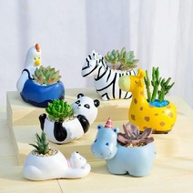 동물 수지 다육이 식물 화분 1 개 책상 장식용 미니 분재 홈 가든 곰 얼룩말 기린, 01 Polar Bear