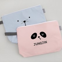 디자인아지트 주문제작 네임 식판파우치 해피페이스, 고양이, 블루