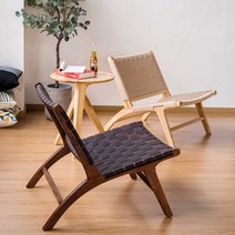 안장가죽 의자 원목 싱글소파 편안한 안락 로그 일본식, 우드 다크 브라운 가죽오크