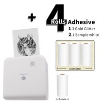 레터링 토퍼창업 레터링풍선창업 열 라벨 프린터 Phomemo M02 프로 300 인치 당 점 흑백 스티커 사진 메이커 티켓 인쇄 プリンター, 02 1White-3 Gold