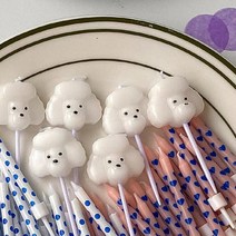 기억의소품 푸들초 비숑 강아지초 생일초, 6개입