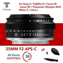 TTArtisan 25mm F2 APS-C 프레임 카메라 렌즈 Sony E Canon M RF Fujifilm X Nikon Z Leica L Panasonic Olympus M4, M4/3_Black