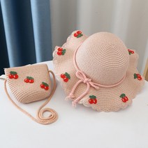 식객매점 아동 밀짚 모자가방세트 체리모양
