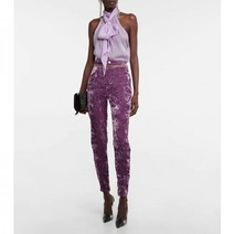 여성 고퀄리티 프렌치 홀터넥 실크 민소매 셔츠 럭셔리 여름 리본 셔링 나시 블라우스