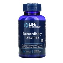 라이프 익스텐션 Trypsin 트립신 Bacillus 고초균 Protease 단백질분해 말토덱스트린 효소 60 캡슐 medium chain triglycerides MCT