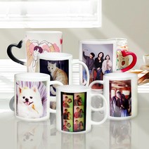 주문제작 포토 머그컵 우정 커플 돌잔치 집들이 답례품 굿즈 각인머그컵, 블랙변색머그, 누끼형