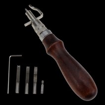 홈파기 각도 고속7In1 측면 압력 가장자리 스티칭 그루버 가죽 공예 절단 장치 사이드 라인 다기능 도구, [02] 7 In 1 Wooden handle