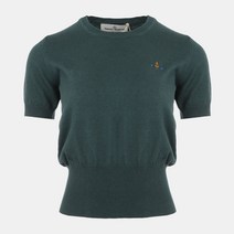 비비안웨스트우드 여성 로고 라운드 반소매 니트 에메랄드 18030017 EMERALD M406