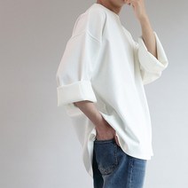 디벨로 남자 스판 라운드 무지 7부 9부 티셔츠 박스 오버핏 긴팔 면티 10컬러