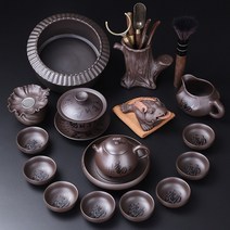 중국 전통 찻잔 세트 레트로 보라색 모래 차 세트, 천황 보상 13개 부지런한 지샤 + 다도 차 애완