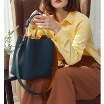 루나앤루나 마브르 가죽 크로스 숄더 여성 버킷백 스몰 피콕그린
