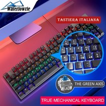 게임 기계식 키보드 104 키 usb 유선 led 백라이트 blue axis gamer rgb 컴퓨터 키보드 for macbook desktop pc pk gk61, 이탈리아어 키보드, 블루 스위치