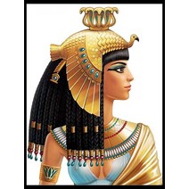 고대 이집트 그림 다이아몬드 자수 모자이크 여왕 Cleopatra 벽 그림 라인 석 크리스탈 퍼즐 쥬얼리 크로스, [05] 55x40cm Round, 06 hgaj5