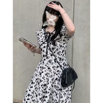해외여행 플레어 러블리 플로럴 휴가 롱 꽃무늬 원피스 빈티지 퍼프 슬리브 꽃 드레스 용 스위트 캐주얼 부드러운 패션 여름 올 매치 대학