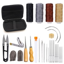 가정용 미니 재봉틀 가죽 바느질 도구 키트 수제 바느질 바늘 스티칭 천공 송곳 왁스 스레드 세트 액세서, 01 29PCS, [01] 29PCS
