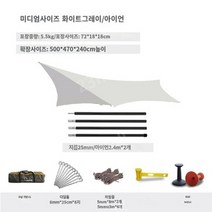 비달리도 캠핑 헥사 타프 캐노피 육각형 그늘막 어닝 천막 차박 야외, M 화이트+폴대+로프+핀