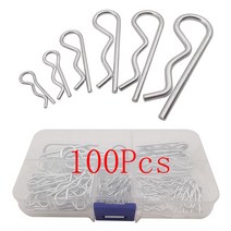 100Pcs R 형 코터 핀 기계식 히치 트랙터 클립 자동차 트럭 잔디 깎는 기계 트레일러 RV 캠핑카, 한개옵션0