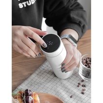 스마트 터치 LED 온도표시 보온 보냉 텀블러 보온병500ml 단체 대량 선물, LED텀블러_화이트