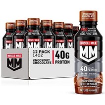 머슬 밀크 프로 고급 영양 단백질 쉐이크 인텐스 바닐라 14fl oz 병 12팩 단백질 40g 설탕 1g 비타민 16개 미네랄 6g, 초콜릿, 14fl oz(12개들이 팩)