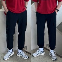데일트 남자 빅사이즈 아이스 밴딩 스판 여름 카고 조거팬츠