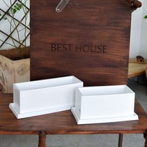 엣지플라스틱 옆이넓은 직사각 화분 / 고광택 고강도 초경량, 23x10x11cm 화이트유광