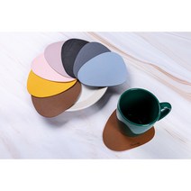 감성바구니 각인가능 조약돌 가죽 식탁매트 티매트 티코스터 컵받침, 핑크