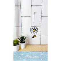 차량용 스테인드글라스 썬캐쳐 강아지 고양이 데이지 빨간꽃