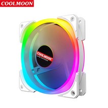커스텀수냉 pc 쿨러 게이밍 COOLMOON-컴퓨터 방열판 라디에이터 12cm 쿨링 팬 4 핀 PWM 5V 3 ARGB 섀시 PC, 01 1pc_01 RGB_01 WHITE