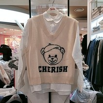 [소이] 매진예상! 귀여운 곰돌이 크롭 니트조끼22s3055