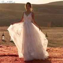 여성용 절묘한 V넥 웨딩 드레스 신부 로브 샤워 프릴 레이스 아플리케 백리스 신부 가운 신제품, 아이보리_24W