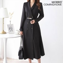 모리스커밍홈 엘레강스 숄카라 더블단추 벨트 원피스 M2101OP601A