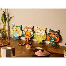 세라믹 플라워 냄비받침 주방 인테리어용 자취생 부엌 음식점 냄비받침대, 냄비받침 부엉이 하늘, 냄비받침 부엉이 하늘