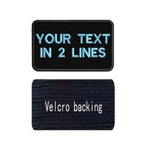 8x5cm 자수 사용자 정의 이름 패치 줄무늬 배지 철 또는 벨크로 패치, 라이트 블루 벨크로, 1개