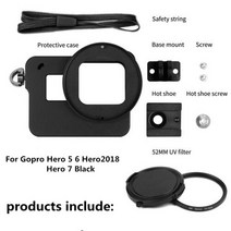 GoPro Hero 7 용 CNC 알루미늄 합금 보호 케이스 5 6 3 4 액세서리 UV 렌즈 케이지 포함 블랙, [01] For Hero5 6  7