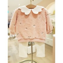 [M밍크뮤D] 22FW (PK)플라워자수FUR상하복 (32C1361005) 출산준비물 신생아선물 배내수트 배내저고리