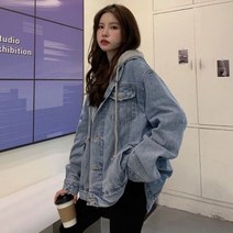 라오농 새로운 데님 재킷 후드 느슨한 긴 소매 블라우스 +04OF7elQ