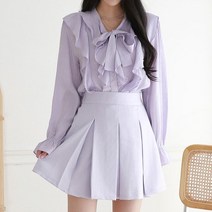 올리비에스클로젯 러블리 셔링 리본넥 블라우스 O2302BL022A