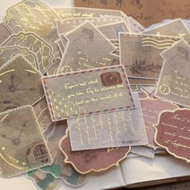 빈티지 우표 금박 다꾸스티커 세트 120P, B-SET