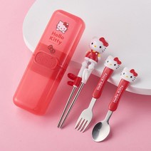 키티 캐릭터 유아수저세트 어린이집 유치원 포크세트, 레드세트