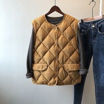 이승창 가을겨울 심플 클립 면 쇼트 후드 점퍼 여 루즈핏 민소매 점퍼