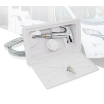 캠핑카 외부 샤워기 냉 온수 겸용 카라반 버튼식 수도 헤드 쉬운 자작 설치 DIY, 화이트