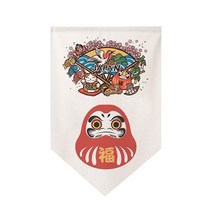 인테리어 레트로 패턴 일본식 짧은 문 커튼 주방 거실 파티션 하프 커튼 이자카야 주방, 01 20x30cm, 삼각형 커튼 s5