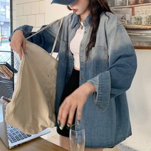 라페나 여성 청 데님 남방 셔츠