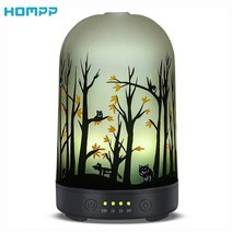 해외 유리 아로마 디퓨저 에센셜 오일 아로마 테라피 기계 초음파 쿨 미스트 가습기 7 색 LED 조명 100ml, 03 US PLUG