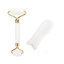 페이스롤러 얼굴 얼굴붓기 괄사 마사지기 화이트 크리스탈 옥 롤러 세트 주름 방지 페이스 리프트 Gua Sha 마사지 페이셜 도구 천연석 키트 건강 및 미용 스킨 케어 장치, [01] Triangle set withbox