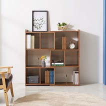 홈스빌 로건 5단 책장 700 고무나무 원목 확장형 각도조절 책장 (2color) 거실 서재 코너장, 로건 3단 책장 1100, 월넛