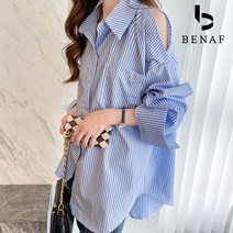 베나프 디어 어깨트임 스트라이프 셔츠_BG1LS015