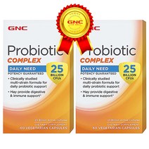 GNC Probiotic Complex 25 Billion CFUs 60 VEGETARIAN CAPSULES 프로바이오틱 250억 유산균 60정, 2개